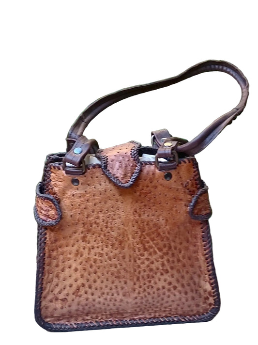 Bolsa Avestruz Con Broche Café