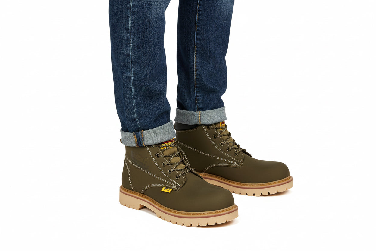 Bota Nobuck/Musgo con Casco de Acero 