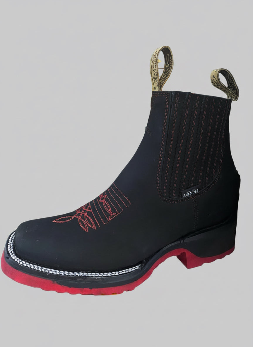 Nubuck Bordado Negro Suela Roja